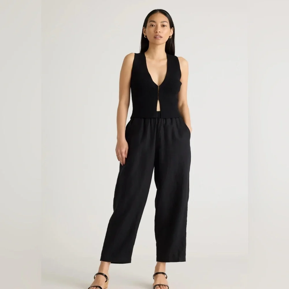 Quince 100% European Linen Pants XS Black